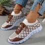 Colorblock Plaid Lace-Up Flyknit Sneakers Ins Mesh Casual Shoes Fashion Breathable Walking Running Sports Shoes For Women Colorblock Plaid Lace-Up Flyknit Sneakers Ins Mesh Casual Shoes Fashion Breathable Walking Running Sports Shoes For Women