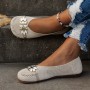 Round Toe Flat Shoes With Floral Metal Decoration Women's Knitted Soft-soled Shoes Round Toe Flat Shoes With Floral Metal Decoration Women's Knitted Soft-soled Shoes