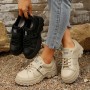 Lace-up Canvas Shoes With Hook Design Fashion Breathable Thick-soled Round-toe Casual Shoes For Women Sneakers Lace-up Canvas Shoes With Hook Design Fashion Breathable Thick-soled Round-toe Casual Shoes For Women Sneakers