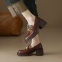 Sheepskin Preppy Style Metal Buckle High Heel Loafers Women