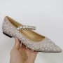 Pointed Shallow Mouth Rhinestones Pearl Flat High Heels Single Shoes Women Pointed Shallow Mouth Rhinestones Pearl Flat High Heels Single Shoes Women