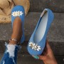Round Toe Flat Shoes With Floral Metal Decoration Women's Knitted Soft-soled Shoes Round Toe Flat Shoes With Floral Metal Decoration Women's Knitted Soft-soled Shoes