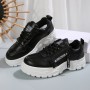 Lace-up Sports Shoes With Side-Zipper Design Fashion Thick-soled Round-toe Casual Shoes For Women Sneakers Lace-up Sports Shoes With Side-Zipper Design Fashion Thick-soled Round-toe Casual Shoes For Women Sneakers