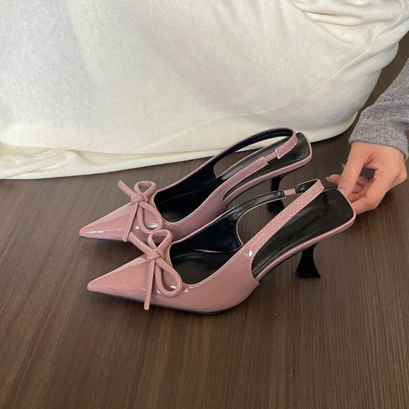 Sweet Bow-Knot Stiletto Pointed-Toe High Heel Sandals