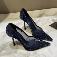 Mesh Rhinestone Pointed-toe Stiletto Heels