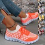 Colorblock Plaid Lace-Up Flyknit Sneakers Ins Mesh Casual Shoes Fashion Breathable Walking Running Sports Shoes For Women Colorblock Plaid Lace-Up Flyknit Sneakers Ins Mesh Casual Shoes Fashion Breathable Walking Running Sports Shoes For Women