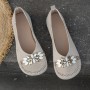 Round Toe Flat Shoes With Floral Metal Decoration Women's Knitted Soft-soled Shoes Round Toe Flat Shoes With Floral Metal Decoration Women's Knitted Soft-soled Shoes