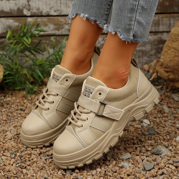 Lace-up Canvas Shoes With Hook Design Fashion Breathable Thick-soled Round-toe Casual Shoes For Women Sneakers Lace-up Canvas Shoes With Hook Design Fashion Breathable Thick-soled Round-toe Casual Shoes For Women Sneakers