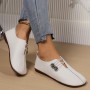 Casual Square Toe Flats Shoes Fashion Slip-on Button Loafers Women Shoes Casual Square Toe Flats Shoes Fashion Slip-on Button Loafers Women Shoes
