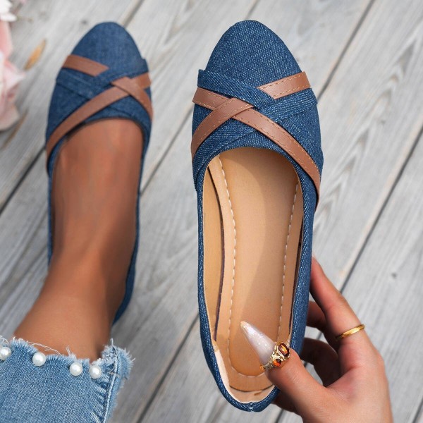 Ins Cross-straped Denim Loafers Fashion Lightweight Comfortable Flats Shoes For Women Ins Cross-straped Denim Loafers Fashion Lightweight Comfortable Flats Shoes For Women