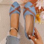 Ins Cross-straped Denim Loafers Fashion Lightweight Comfortable Flats Shoes For Women Ins Cross-straped Denim Loafers Fashion Lightweight Comfortable Flats Shoes For Women
