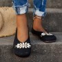 Round Toe Flat Shoes With Floral Metal Decoration Women's Knitted Soft-soled Shoes Round Toe Flat Shoes With Floral Metal Decoration Women's Knitted Soft-soled Shoes