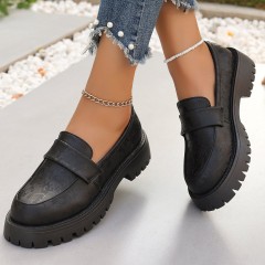 British-style Low-heeled Slip-on Loafers For Women