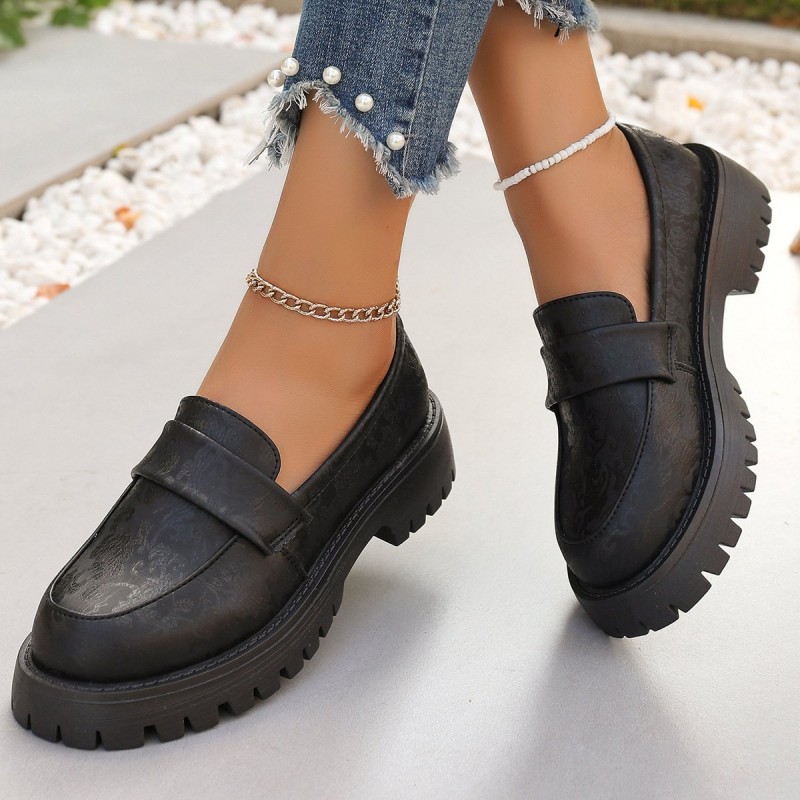 British-style Low-heeled Slip-on Loafers For Women