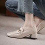 Horsebit Loafer Women's Leather Mid-heel Square Toe Women's Shoes Horsebit Loafer Women's Leather Mid-heel Square Toe Women's Shoes
