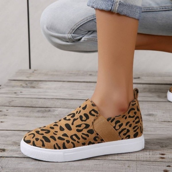 Leopard Loafers Women Elastic Band Design Casual Flat Shoes Leopard Loafers Women Elastic Band Design Casual Flat Shoes