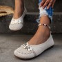 Round Toe Flat Shoes With Floral Metal Decoration Women's Knitted Soft-soled Shoes Round Toe Flat Shoes With Floral Metal Decoration Women's Knitted Soft-soled Shoes