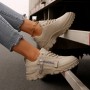 Lace-up Sports Shoes With Side-Zipper Design Fashion Thick-soled Round-toe Casual Shoes For Women Sneakers Lace-up Sports Shoes With Side-Zipper Design Fashion Thick-soled Round-toe Casual Shoes For Women Sneakers