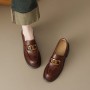 Sheepskin Preppy Style Metal Buckle High Heel Loafers Women