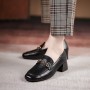Horsebit Loafer Women's Leather Mid-heel Square Toe Women's Shoes Horsebit Loafer Women's Leather Mid-heel Square Toe Women's Shoes