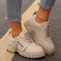 Lace-up Sports Shoes With Side-Zipper Design Fashion Thick-soled Round-toe Casual Shoes For Women Sneakers Lace-up Sports Shoes With Side-Zipper Design Fashion Thick-soled Round-toe Casual Shoes For Women Sneakers