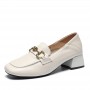 Horsebit Loafer Women's Leather Mid-heel Square Toe Women's Shoes Horsebit Loafer Women's Leather Mid-heel Square Toe Women's Shoes