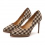 Thousand Birds Check Pointed Fine Heel High Heels Women Thousand Birds Check Pointed Fine Heel High Heels Women