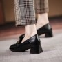 Horsebit Loafer Women's Leather Mid-heel Square Toe Women's Shoes Horsebit Loafer Women's Leather Mid-heel Square Toe Women's Shoes