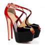 Peep Toe Color Matching Cross Strap High Heel Women's Shoes