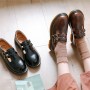 Women's Double Buckle Flat Bottom Mary Jane Vintage Leather Shoes