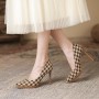 Thousand Birds Check Pointed Fine Heel High Heels Women Thousand Birds Check Pointed Fine Heel High Heels Women